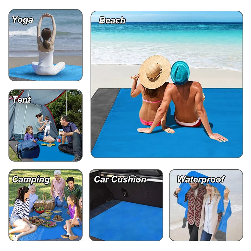2x2.1m Outdoor Camping Mat Folding Waterproof Pocket Beach Blanket Mattress Portable Lightweight Mat Picnic Mat Sand Beach Mat