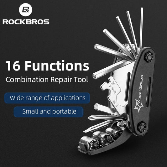 ROCKBROS 16 in 1 Multifunction Bicycle Repair Tools Kit - Hex Spoke Cycling Screwdriver Tool - MTB Mountain Cycling Bike Repair Tool