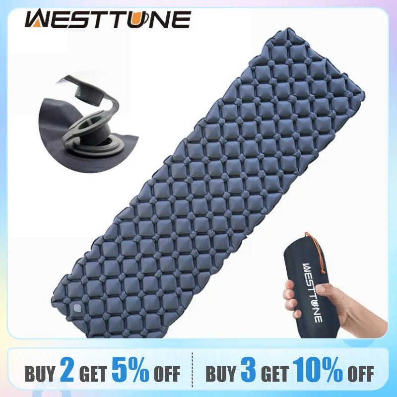 WESTTUNE Camping Sleeping Pad Ultralight Inflatable Mattress Portable Outdoor Air Cushion Sleeping Mat for Travel Hiking