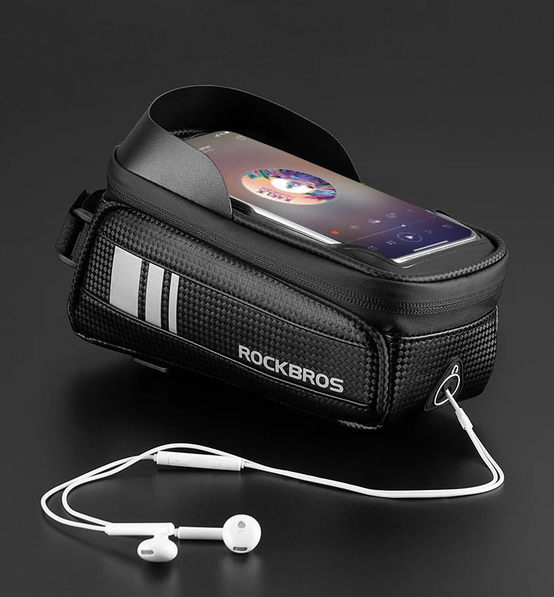 ROCKBROS Bicycle Bag Waterproof Touch Screen Cycling Bag Top Front Tube Frame MTB Road Bike Bag 6.5 Phone Case Bike Accessories