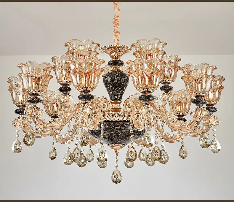 Crystal Chandelier & Ceramic Lamps