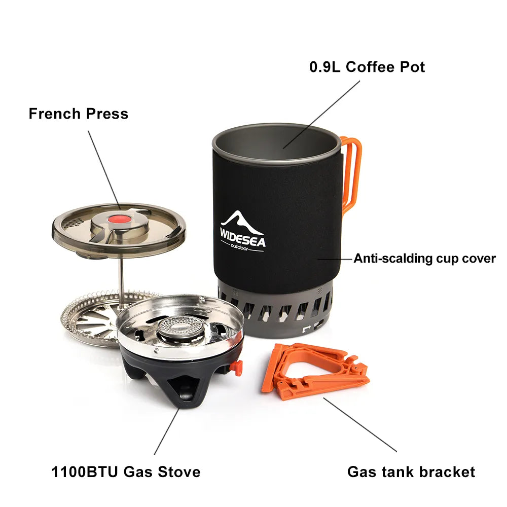 Widesea Camping Gas Stove Cooking System with Coffee Pot