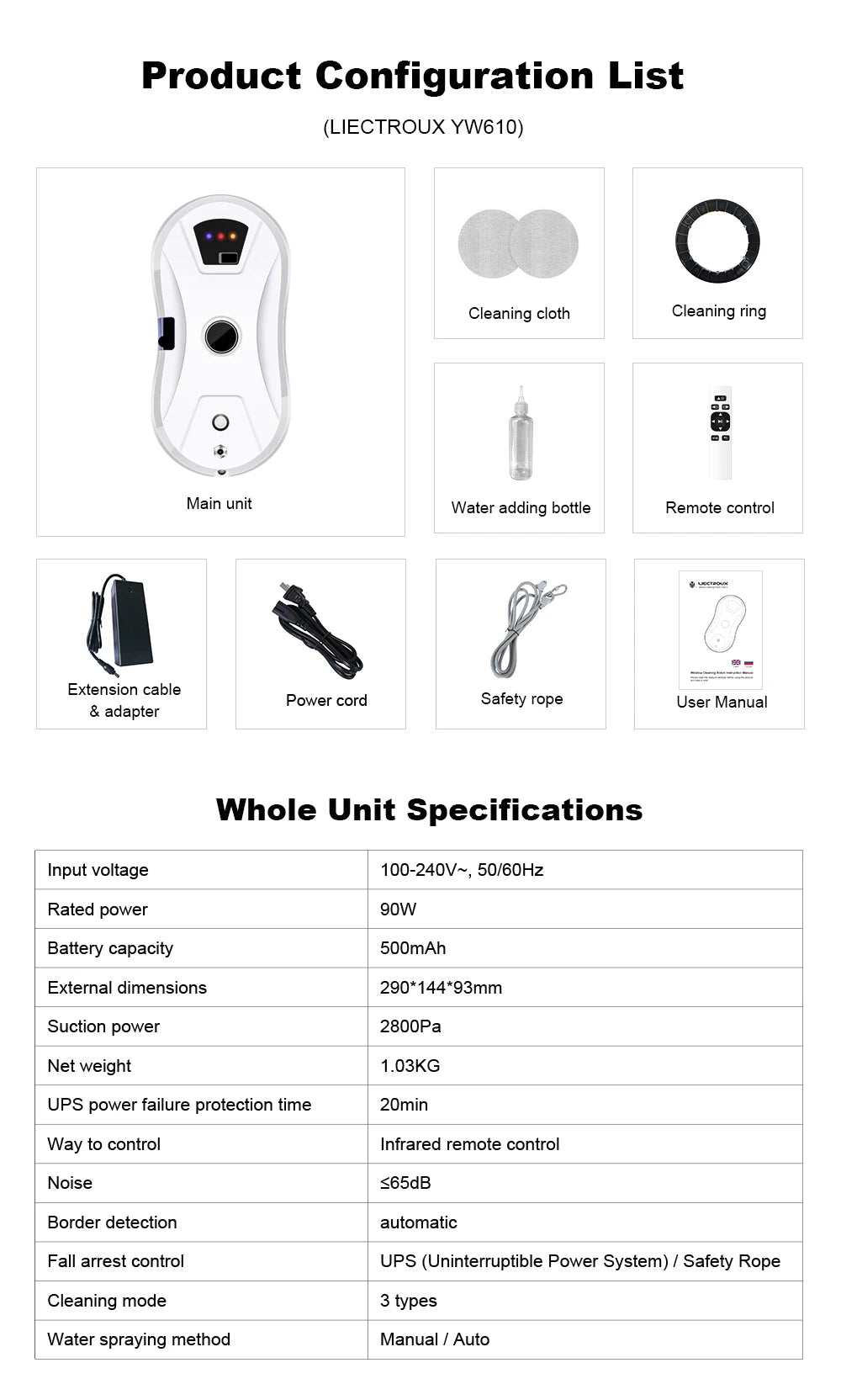 Liectroux YW610 Window Cleaning Robot