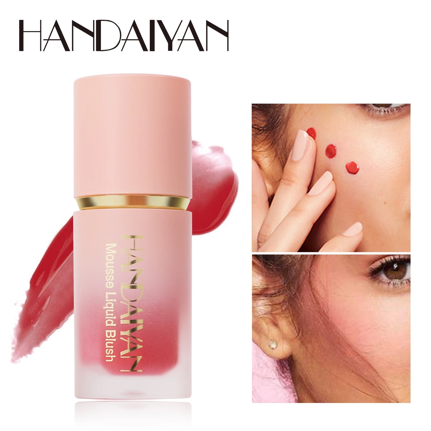 HANDAIYAN 6 Colour Matte Liquid Blush Easy to apply long lasting waterproof blush sponge brush head