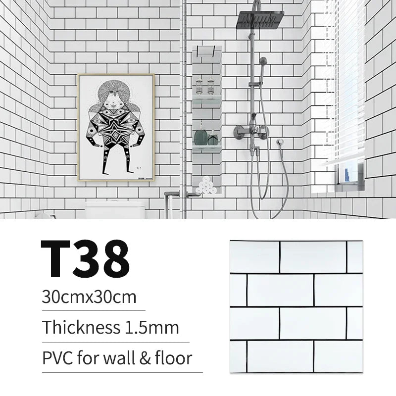 40pcs Waterproof Imitation Tile Floor Stickers 30*30cm Bathroom Self-adhesive wall decoration wall decorations living room