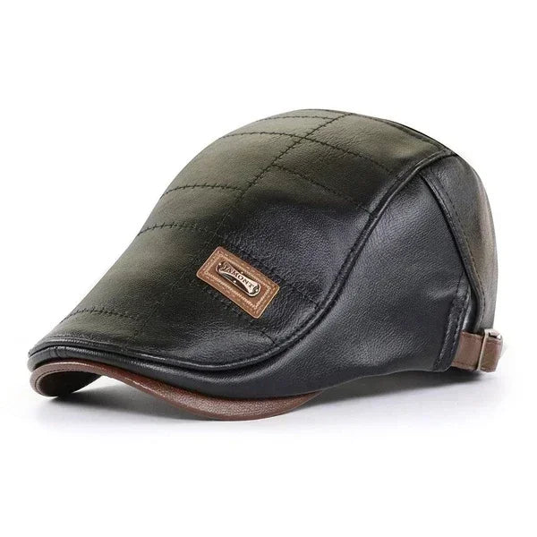 Men Retro Pu Leather Caps JAMONT Labeling British Painters Hats Spring Autumn Side Adjustable Flat Cap Fashion Hip Hop Berets