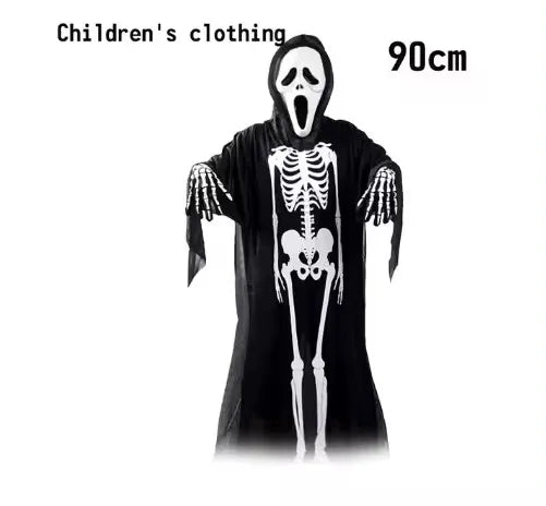 Black Death Coat for Kids and Adults, Skull Ball Costume, Halloween Party Supplies Set, Gift, 2025Novelty