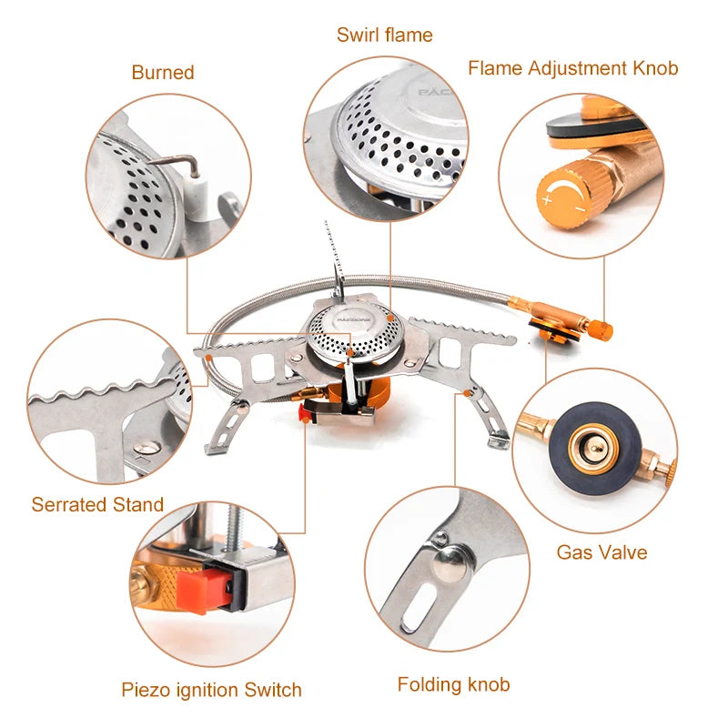 PACOONE Tourist Burner Camping Gas Stove Picnic Camp Stove Outdoor Windproof Portable Folding Ultralight Cooker For Hiking New