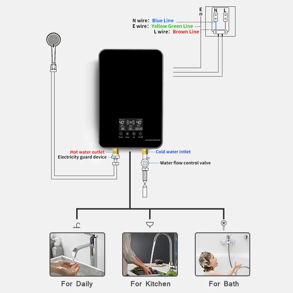 Instant Electric Water Heater Faucet with Digital Display
