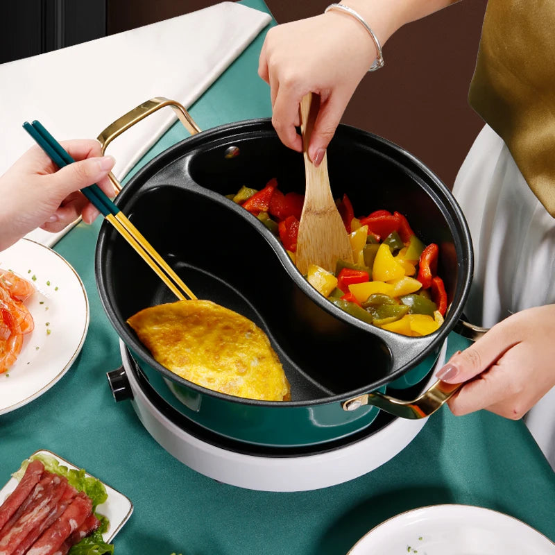Stainless Steel Double-Flavor Hot Pot with Lid