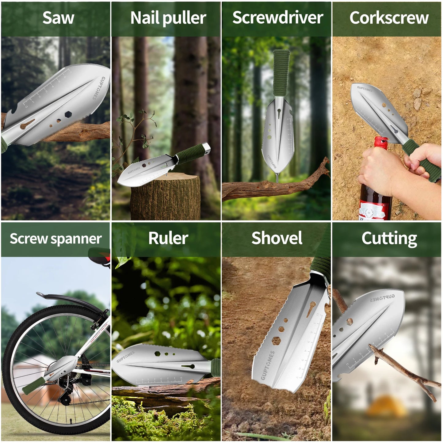 8 in 1 Multi-Tool Camping Shovel Garden tools Shovel Military Hiking Spade Survival Shovel Camping Gadgets for Outdoor tool