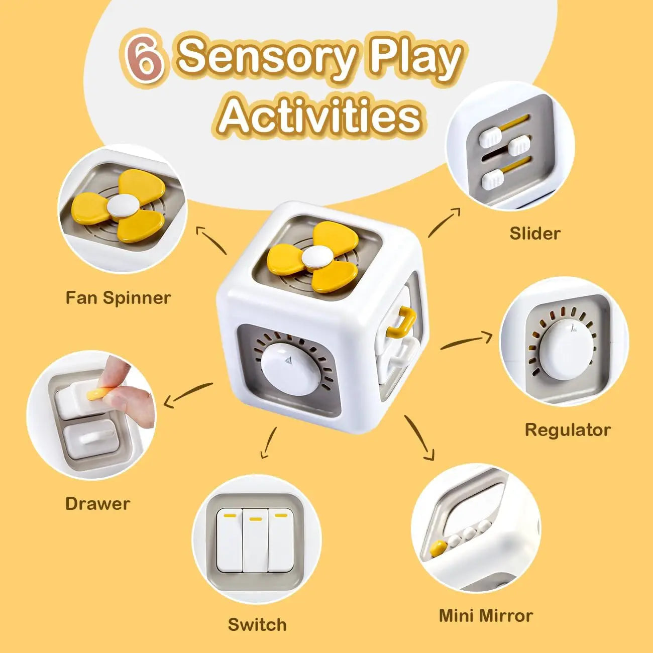 Montessori Baby Cube Toys Sensory Busy Board Fine Motor Skills Activity Cube , 6 in 1 Multipurpose Educational Learning Toys