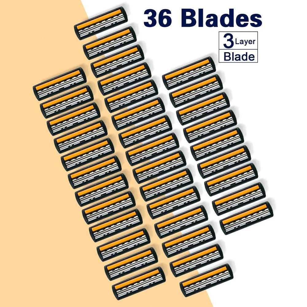 Men And Women Manual Safety razor Blade 3-Layer Stainless Steel Hair Removal Shaving Blades Replaceable Shaver Head