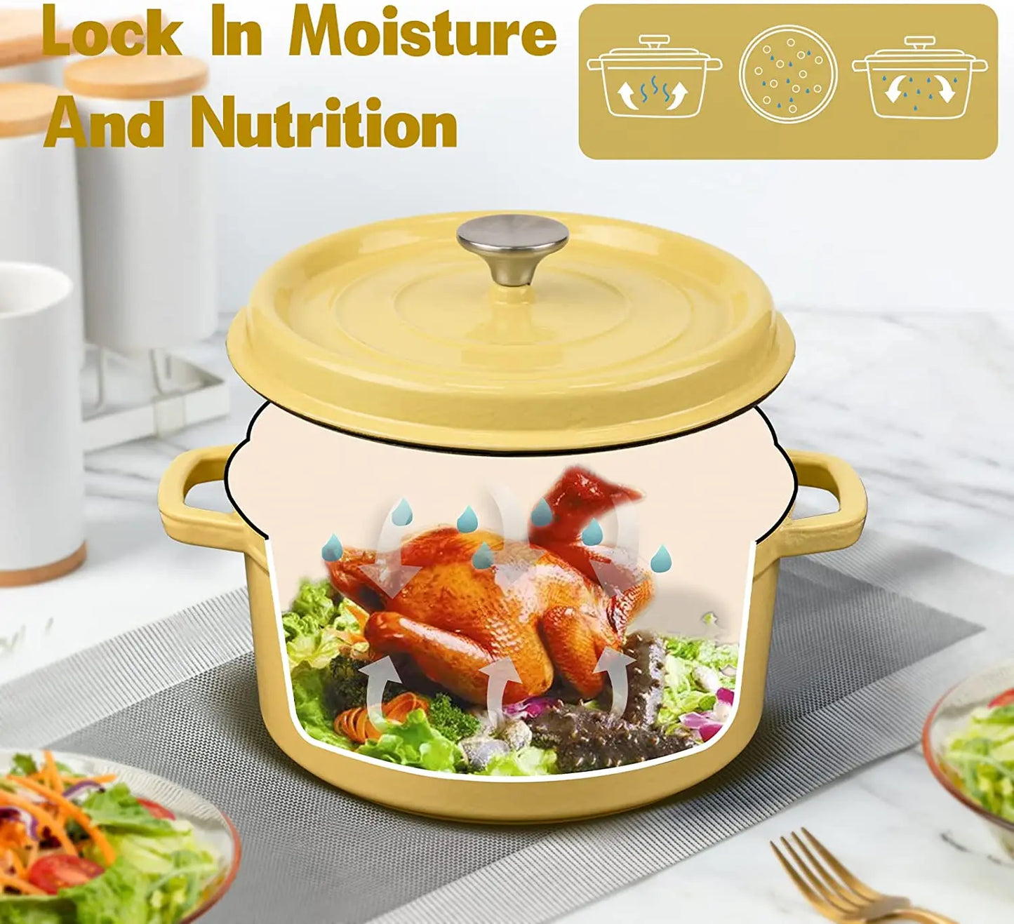Enameled Cast Aluminum Dutch Oven with Lid - 4.7L
