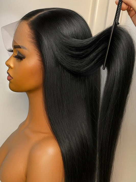 220 Density 13x4 Bone Straight HD Lace Front Wig Pre Plucked 30 Inch Brazilian 360 Full Lace Frontal Human Hair Wigs For Women