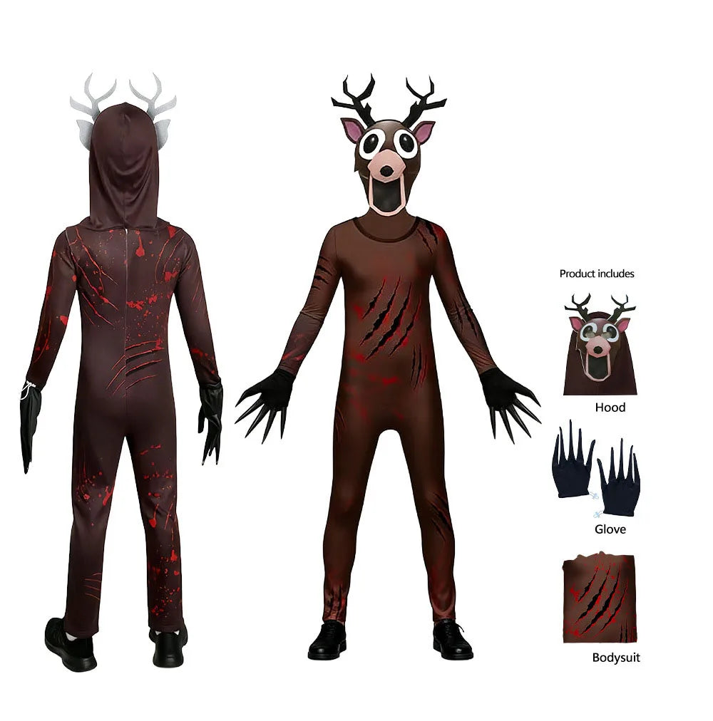 99 Nights In The Forest Deer costume Owl Cosplay Outfit Horriable Halloween Costume for Kid Nightmare Reindeer Christmas Gift