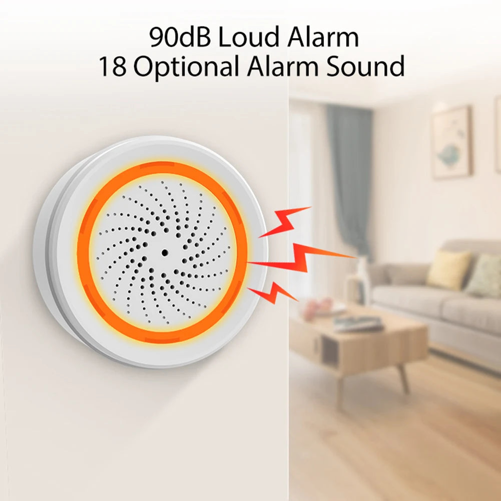 USB Sound Light Sensor Tuya Zigbee Siren Sound Light Alarm 90dB App Remote Control Home Security Protection System