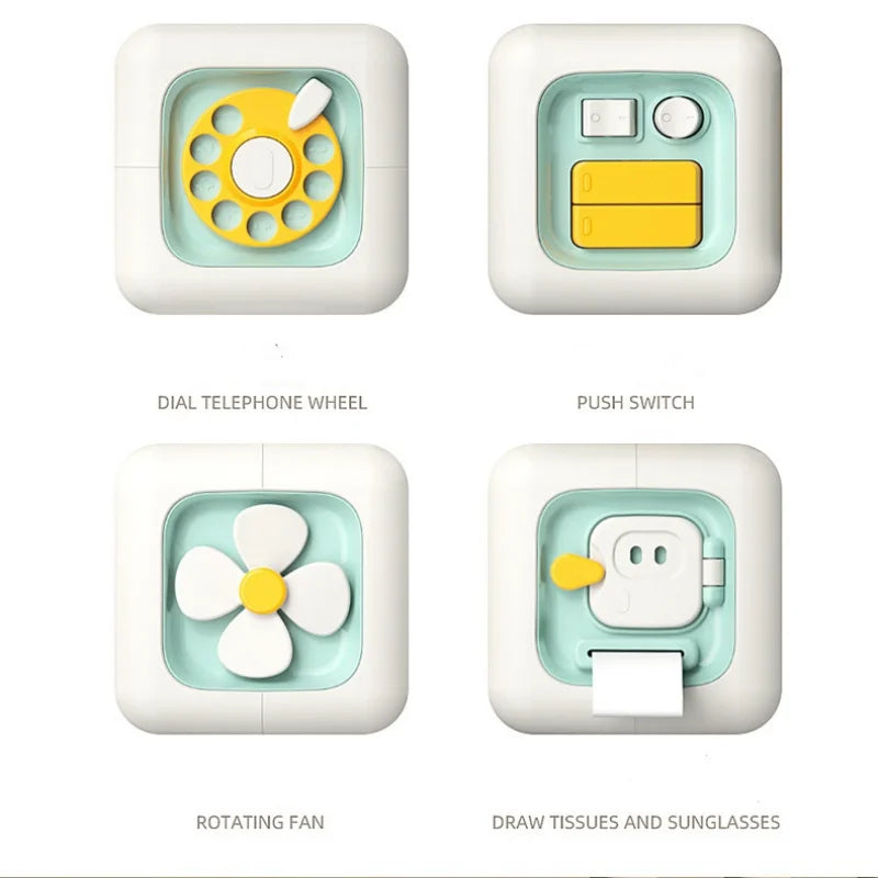 Montessori Baby Cube Toys Sensory Busy Board Fine Motor Skills Activity Cube , 6 in 1 Multipurpose Educational Learning Toys
