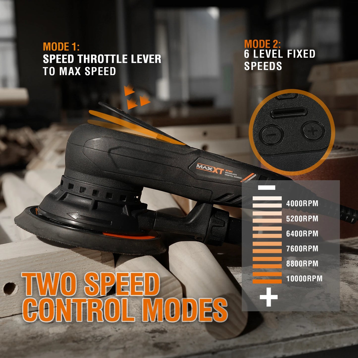 MAXXT 6Inch 150mm Power Sander Electric Orbital Sander