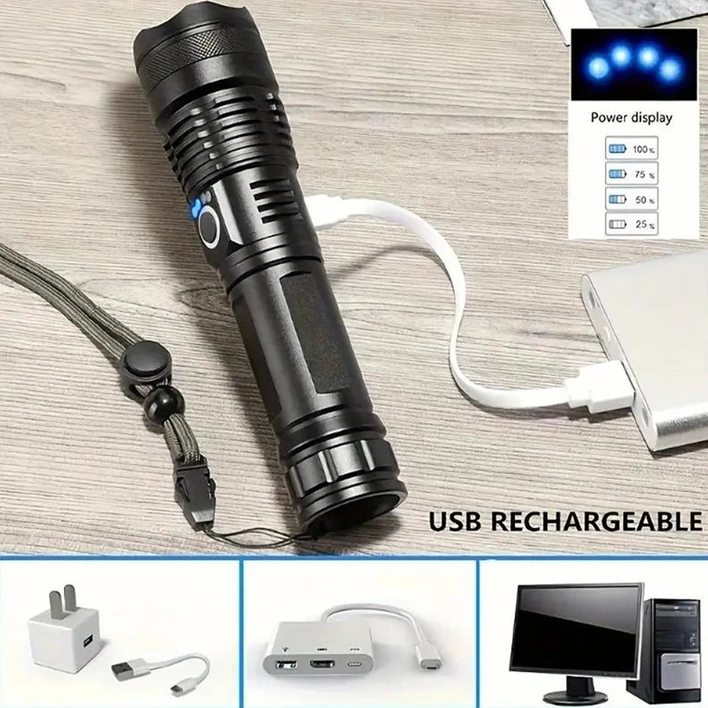 Ultra-powerful rechargeable LED flashlight