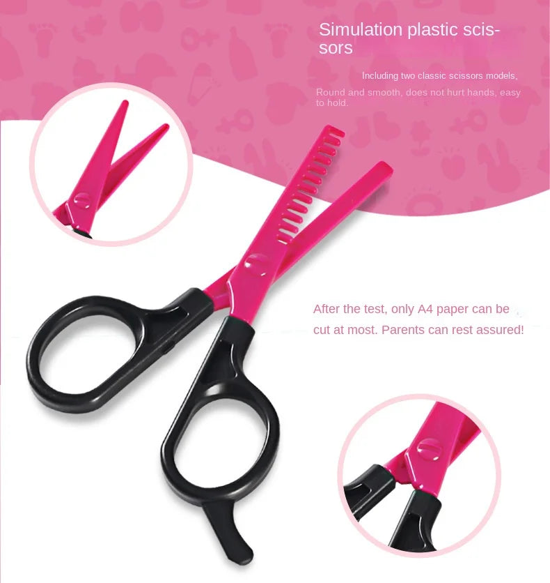 17pcs Girls Beauty Salon Set, Pretend Play Hair Cutting Kit, Hairdresser Toy With Hair Dryer, Scissors, Barber Apron And Stylin