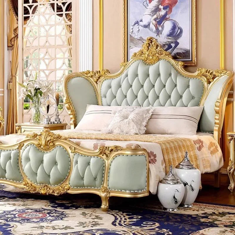 Luxury Genuine Leather King Size Master Bed