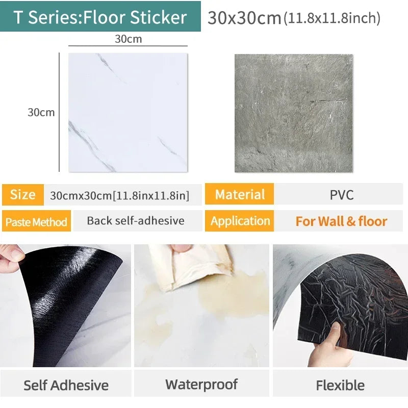 40pcs Waterproof Imitation Tile Floor Stickers 30*30cm Bathroom Self-adhesive wall decoration wall decorations living room