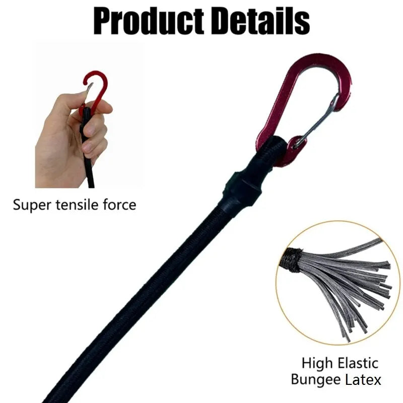 Heavy Duty Bungee Cord with Carabiner Hooks - for Kayak, Cycling, and Luggage Packing during Camping.