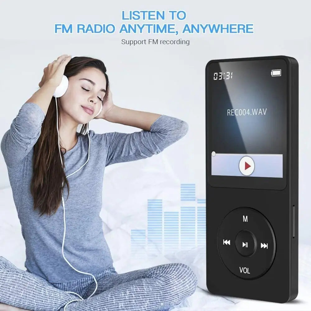Portable MP3 Player Digital Display Screen Support 128GB Bluetooth MP4/MP3 Lossless Music Player FM Radio Walkman Recorder Sport