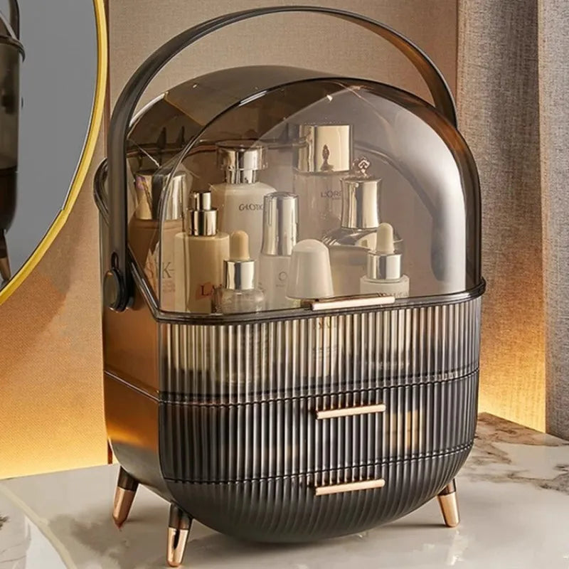 Cosmetics Storage Box Large Makeup Organizer Drawers Dustproof Skincare Display Cases for Vanity Makeup Brushes Holder with Lid