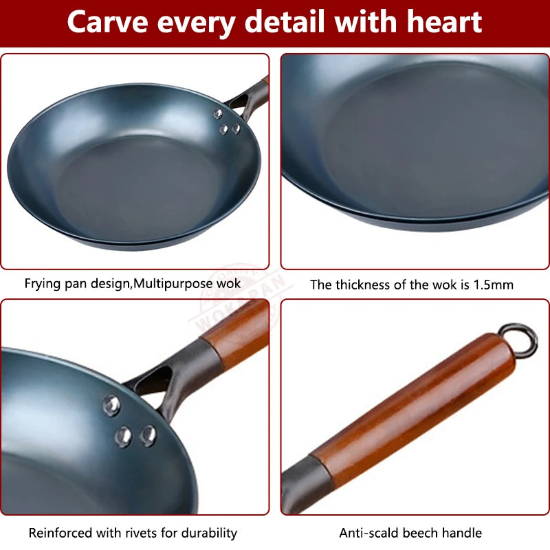 Blue Iron Frying Pan - Uncoated for Seasoned Cooking