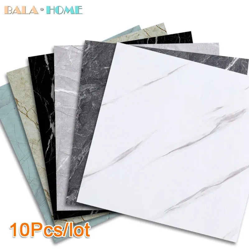 10pcs Thick Wall Sticker Self Adhesive Tiles Floor Stickers Marble Bathroom Ground Wallpapers waterproof PVC Bedroom living Room