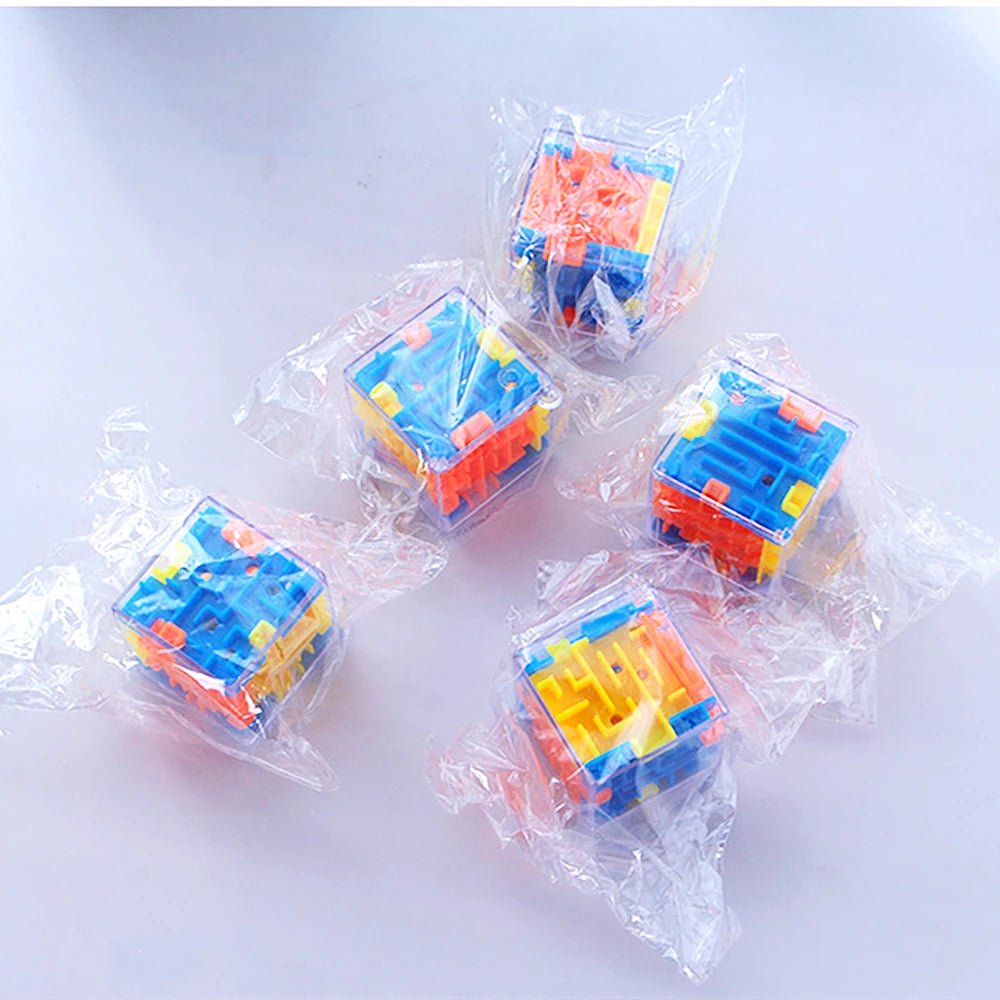 10Pcs Fun 3D Cube Rolling Beads Maze Educational Toys Boys Girls Birthday Wedding Guest Gift Giveaway Christmas Kids Gift Pinata