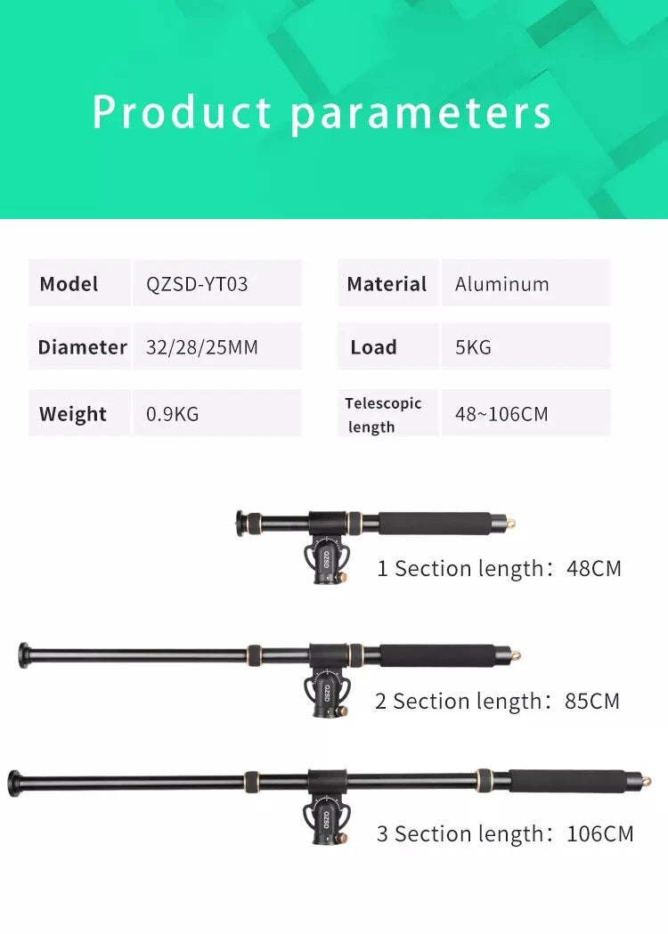QZSD Q-YT03 Professional Cross Bar Boom Arm for Tripod