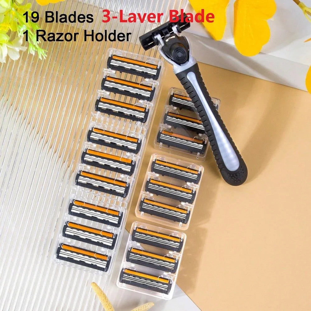 Men And Women Manual Safety razor Blade 3-Layer Stainless Steel Hair Removal Shaving Blades Replaceable Shaver Head