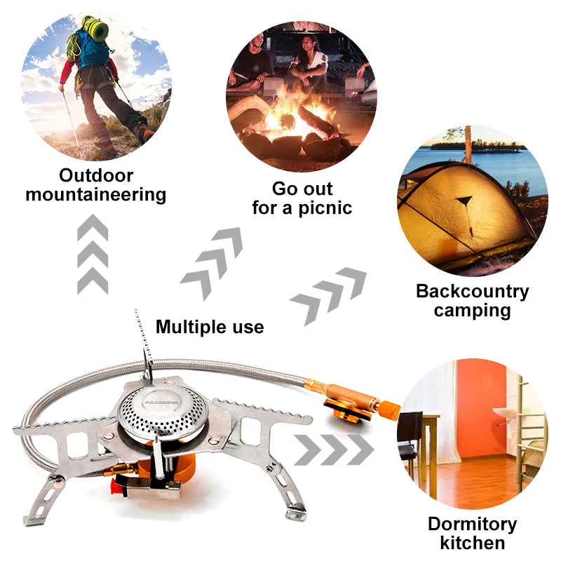 PACOONE Tourist Burner Camping Gas Stove Picnic Camp Stove Outdoor Windproof Portable Folding Ultralight Cooker For Hiking New