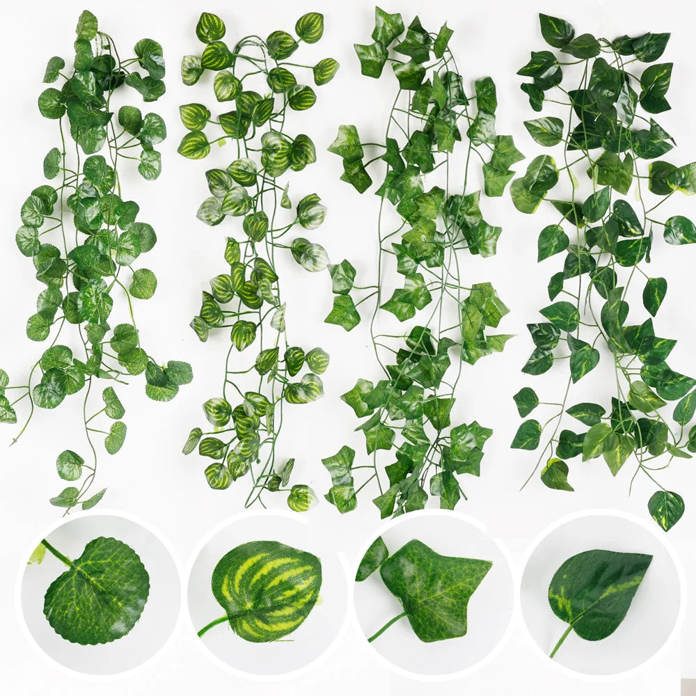 20/2M Green Artificial Ivy Leaves DIY Garland - Transform Your Space
