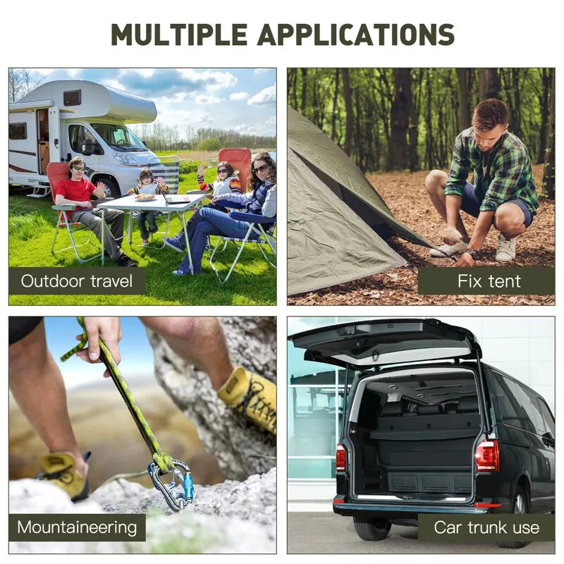 Heavy Duty Bungee Cord with Carabiner Hooks - for Kayak, Cycling, and Luggage Packing during Camping.