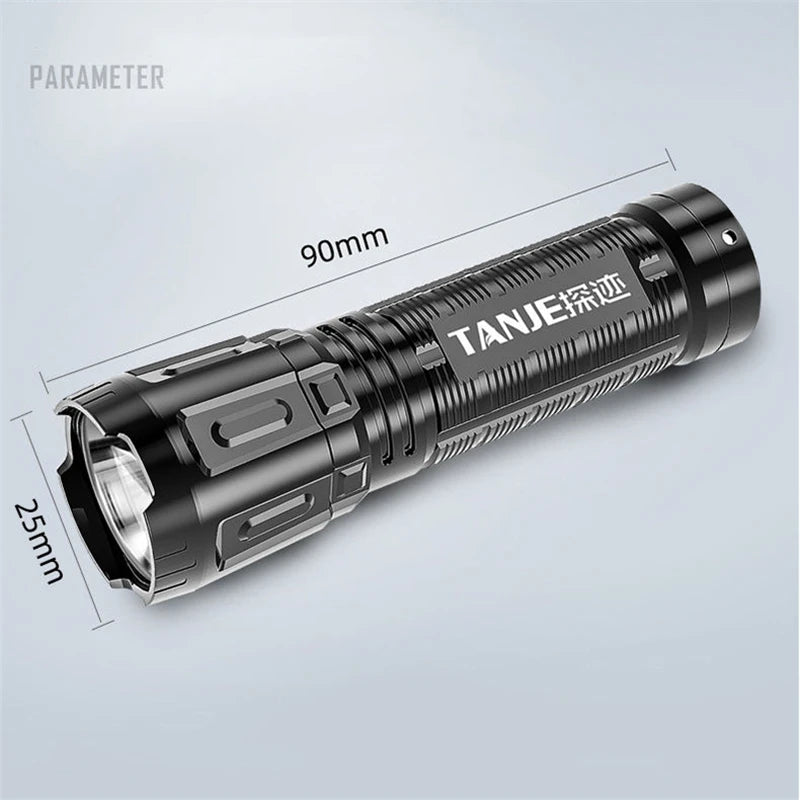 Versatile LED flashlight with 3 brightness USB rechargeable battery