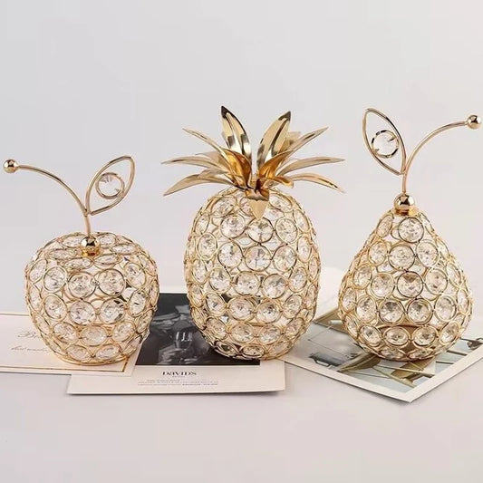 Bling Crystal Apple & Pineapple Ornaments: Creative Home Décor & Photography Props