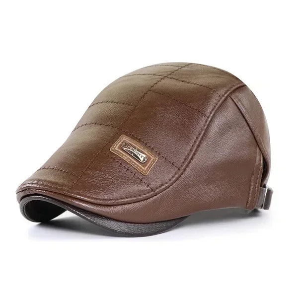 Men Retro Pu Leather Caps JAMONT Labeling British Painters Hats Spring Autumn Side Adjustable Flat Cap Fashion Hip Hop Berets