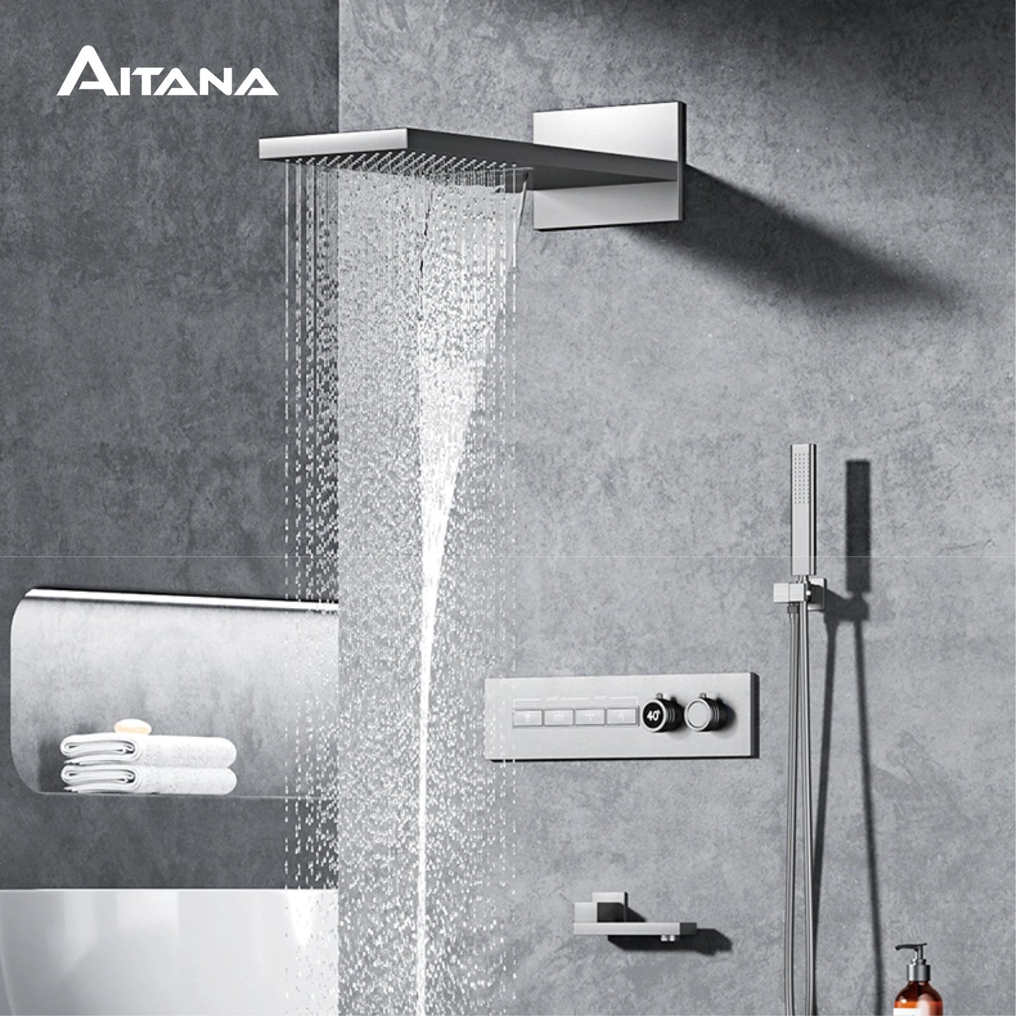 Luxury Black Brass LED Digital Shower System