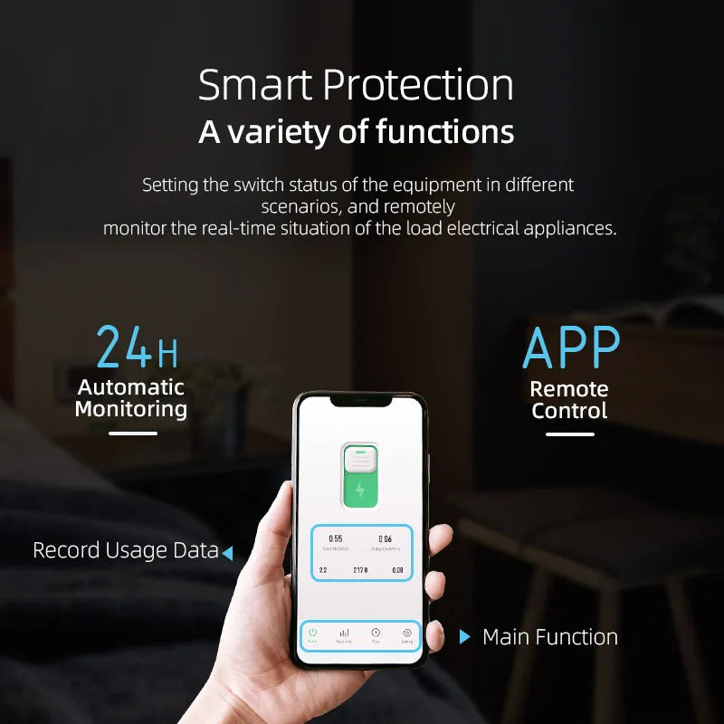 TUYA WIFI Smart Circuit Breaker With Metering 1P 63A DIN Rail for Smart Home wireless Remote Control Switch by APP TONGOU