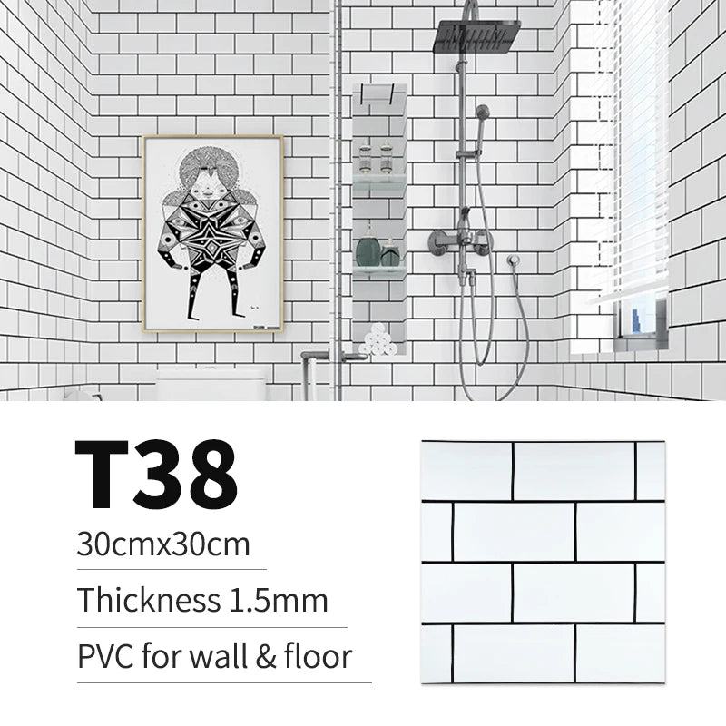 40pcs Waterproof Imitation Marble Wood Tile Floor Stickers 30*30cm Bathroom Home Decoration DIY Self-adhesive Wall Stickers