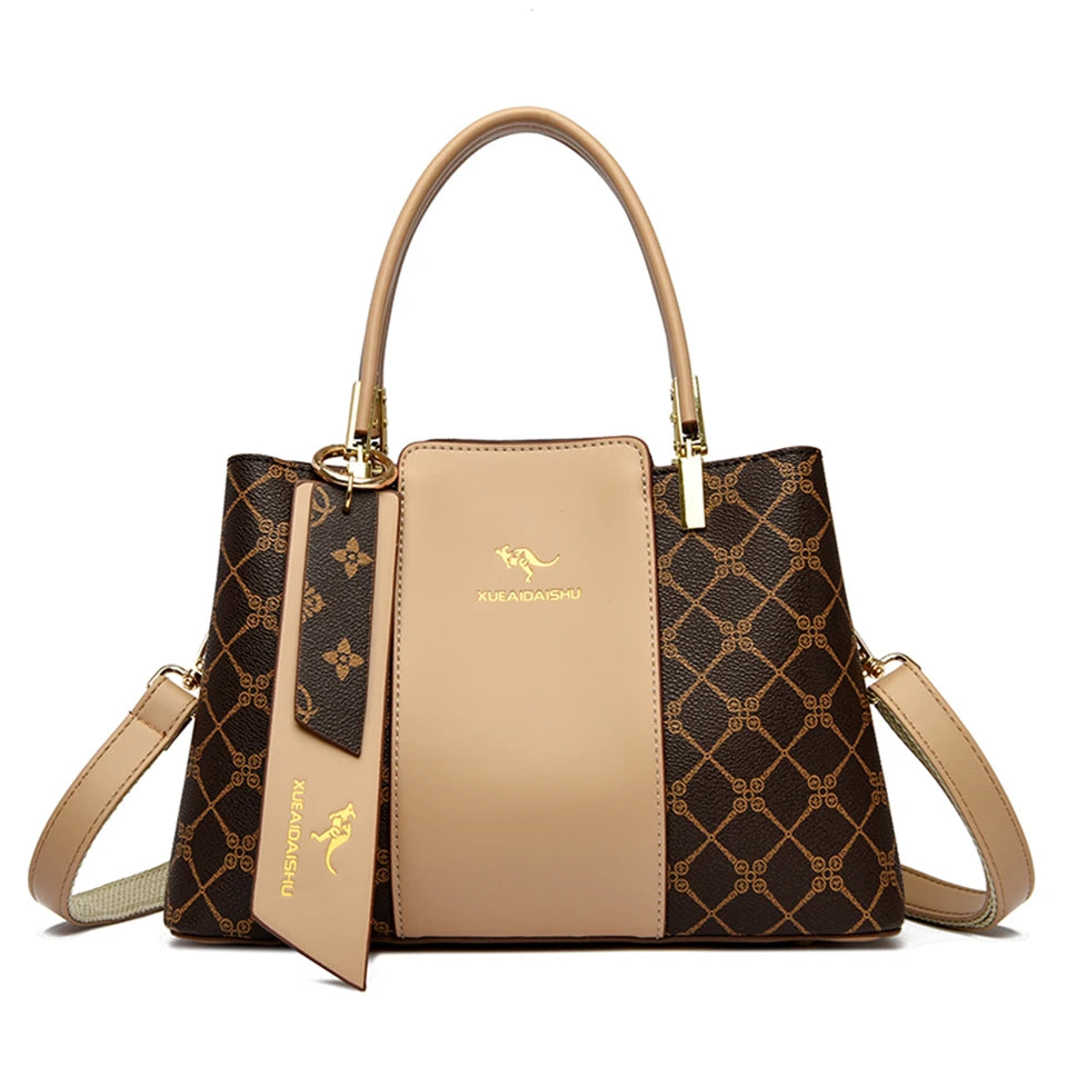Luxury Handbag Fashion Print Large Capacity Soft Leather Women Shoulder Crossbody Bag Leisure Designer Ladies Purses and Handbag