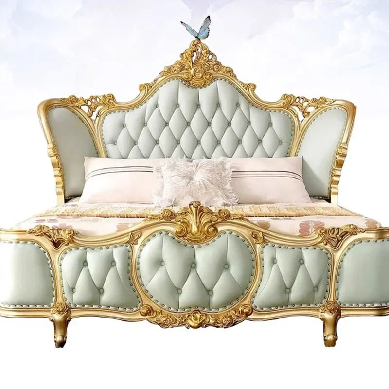 Luxury Genuine Leather King Size Master Bed