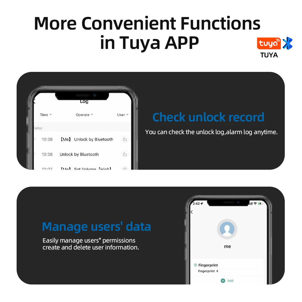 RAYKUBE M5 Tuya BLE Smart Fingerprint Door Lock Electronic Lock with Password/Key/Card/Smartlife/Tuya APP Unlock For Bedroom