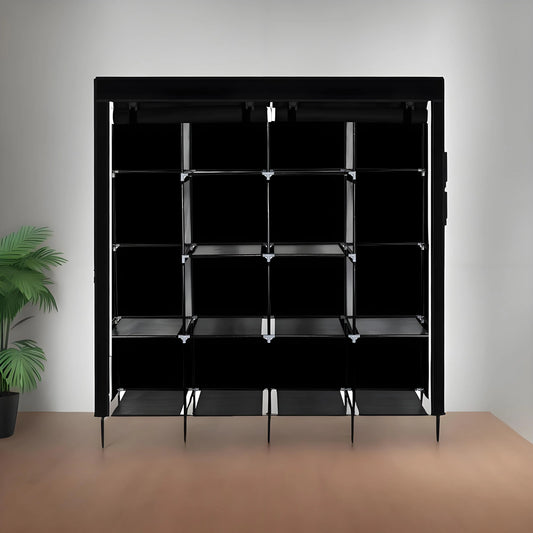 67" Clothes Closet Portable Wardrobe Clothes Storage Rack with 12 Shelves and 4 Side Pockets,Storage Cabinet Bedrooms Closet