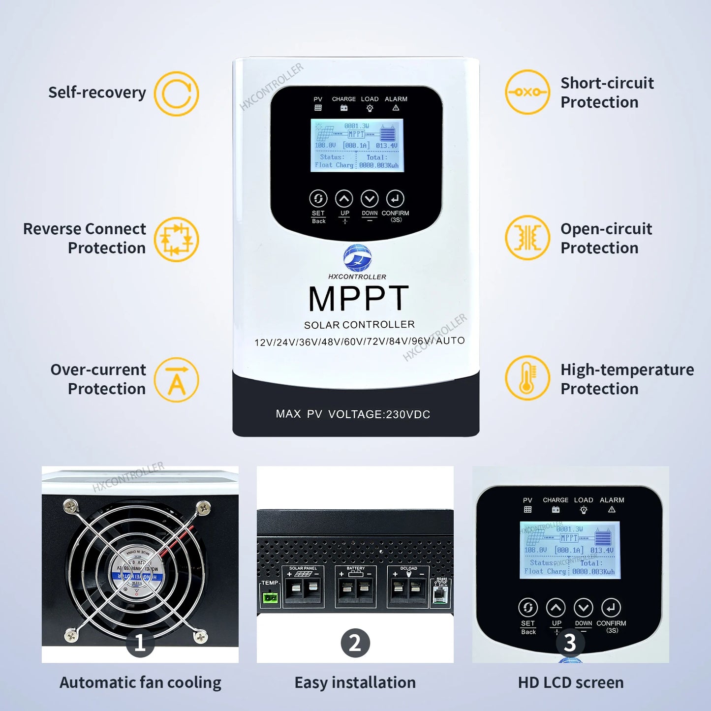 MPPT 100A 80A 230VDC Solar Charge Controller With LCD Touch DISPLAY Ship From EU US For 24V 48V 60V 72V 96V Home Solar System