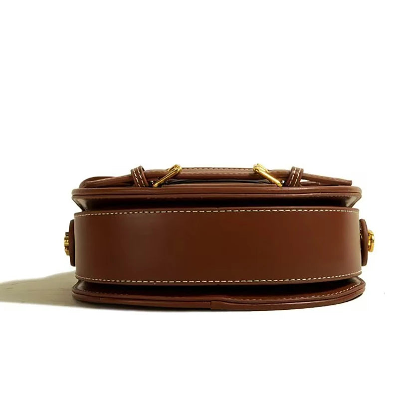 2025 Women's New Fashionable Retro Splicing Handbag Saddle Bag Casual Versatile Crossbody Bag